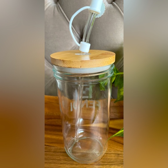 Gorgeous Clear Glass Can w/Glass Straw, NWOT! - Picture 5 of 7